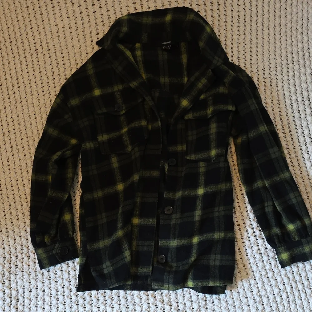 Forever 21 Black and Green Plaid Shirt Flannel - Picture 1 of 3